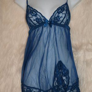 FREDRICK'S OF HOLLYWOOD BABYDOLL Blue Lace SIZE S USED ONCE